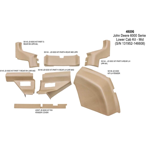 John Deere 6000 Series Lower Cab Kit - Mid (S/N 131952-146608 