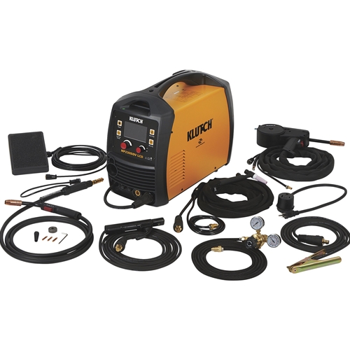 Klutch LCD Flux-Core/MIG Welder with Multi-Processes - Inverter, MIG, Flux-Core, Arc and TIG, 120V/230V & 40-200 Amp Output