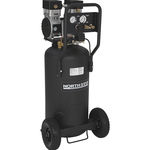 NorthStar Portable Electric Air Compressor - 2 HP, 20-Gallon Vertical Tank, Super-Quiet Operation, Oil-Free Pump & 5.4 CFM @ 90 PSI